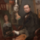 Autoportrait de Ducornet peignant une toile avec son pied